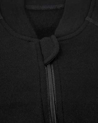 Black coverall of Merino wool, zipper. 